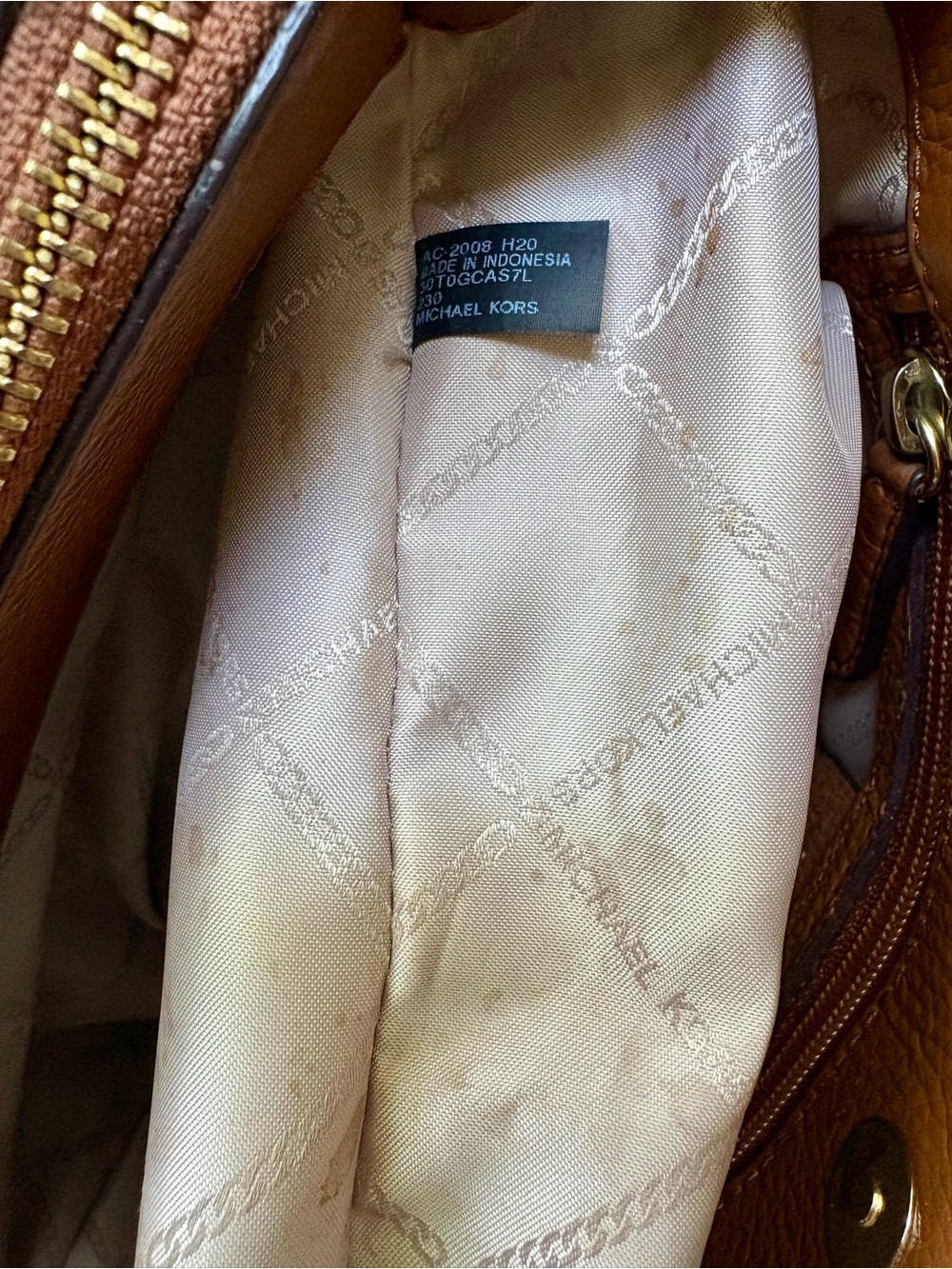 AUTHENTIC Michael Kors Chestnut Pebble Leather Handbag and Wallet Bundle - Picture 5 of 10